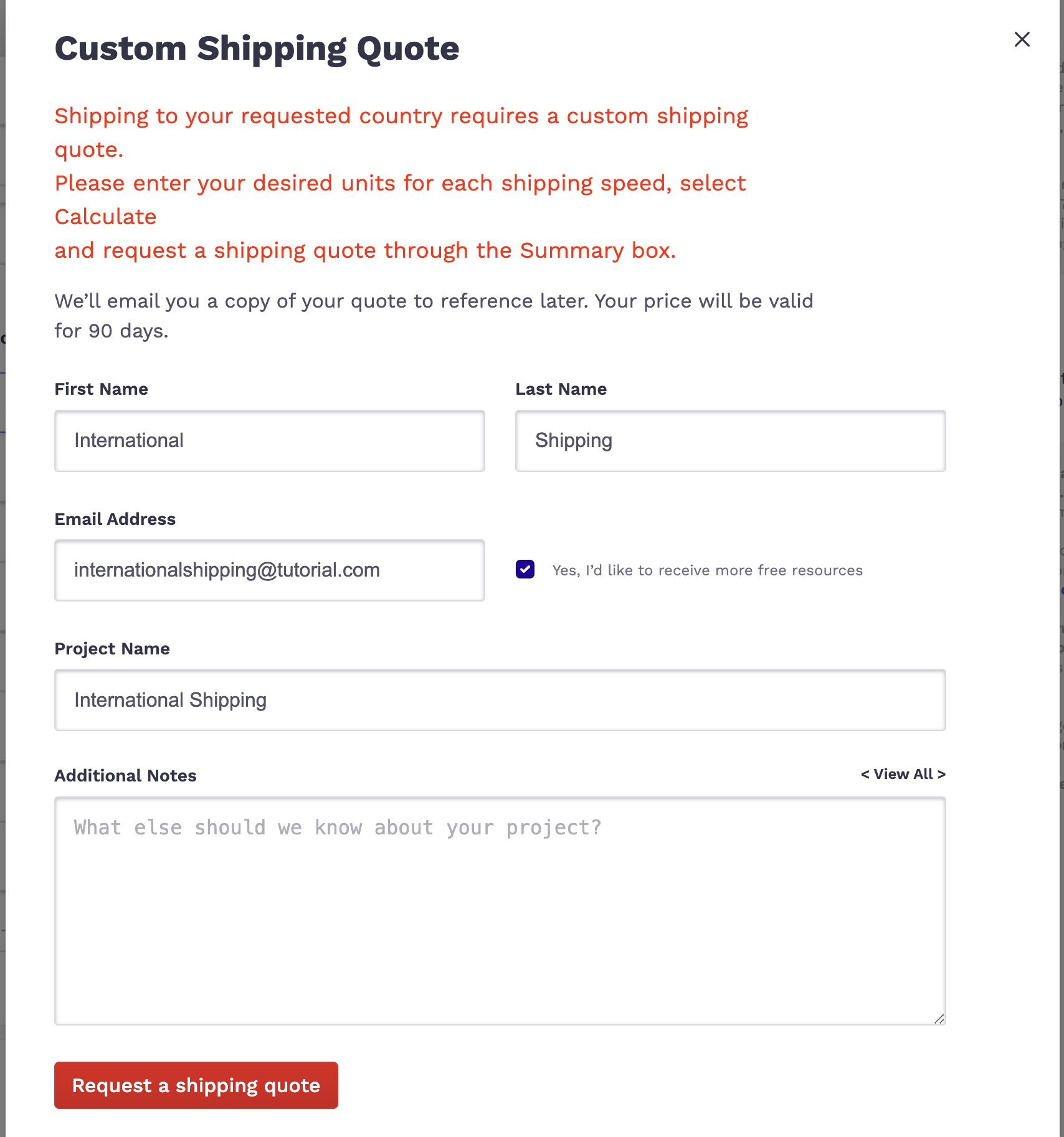 PrintNinja custom shipping quote